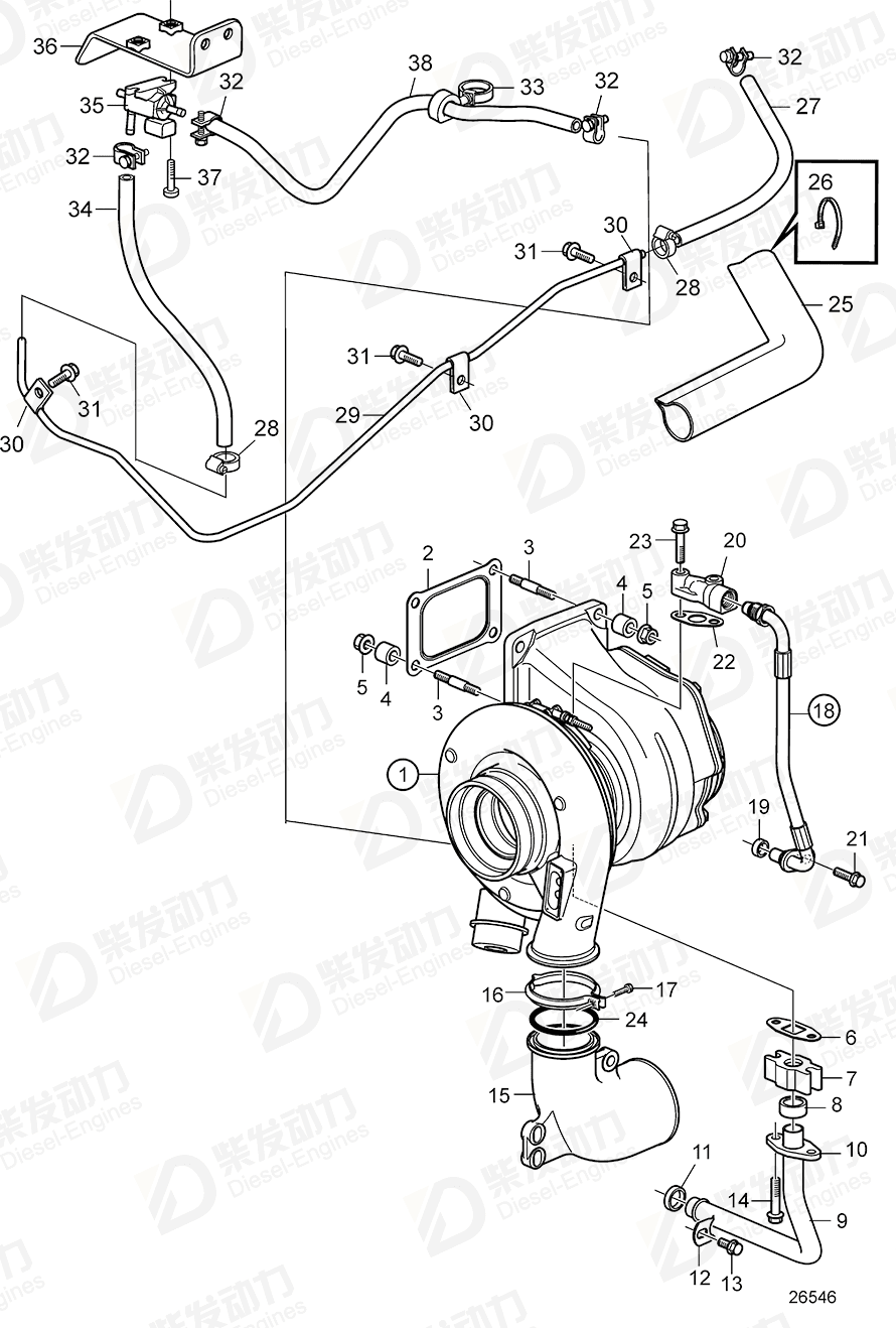 VOLVO Turbocharger, exch 3801470 Drawing